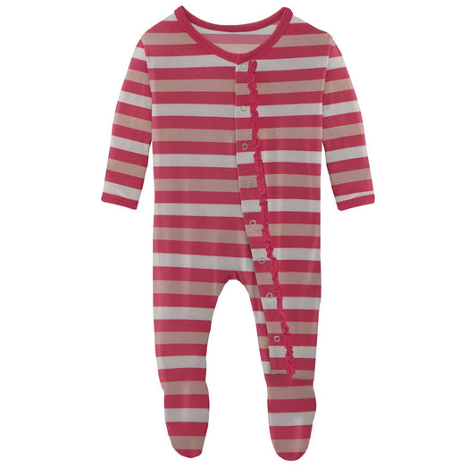 Footie with Muffin Ruffles (Snaps/Zippers) - Hopscotch Stripe