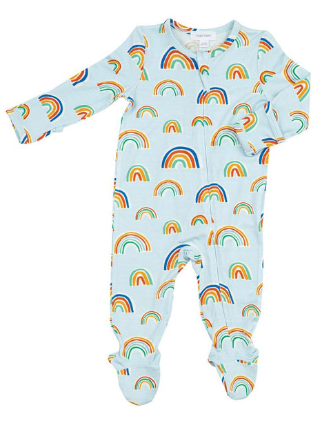 Last One - 18/24M: Footie (Zipper) - Rainbows Blue