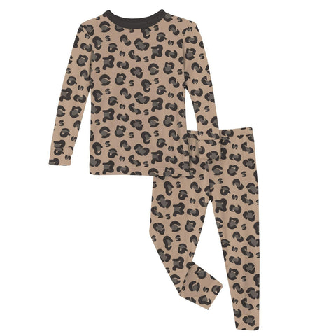 2 Piece Pajama Set (Long Sleeve) - Suede Cheetah Print