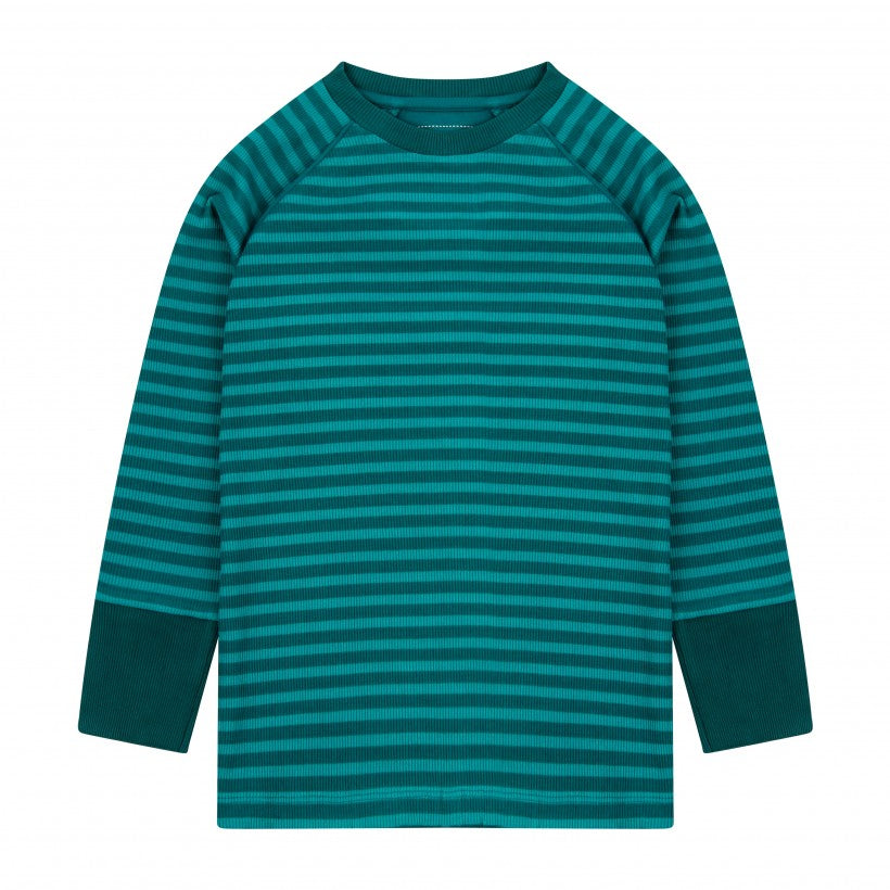 Top Ribbed (Long Sleeve ) - Lake Blue Stripe