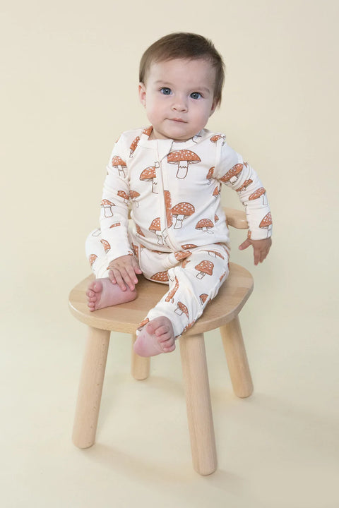 Last One - 6/12 Months: Coverall (Zipper) - Mushrooms