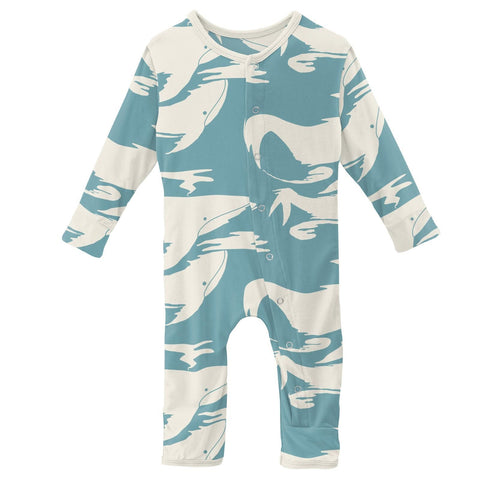 Last One - Size 5Y: Coverall (Snaps/Zipper) - Glacier Cloud Whales
