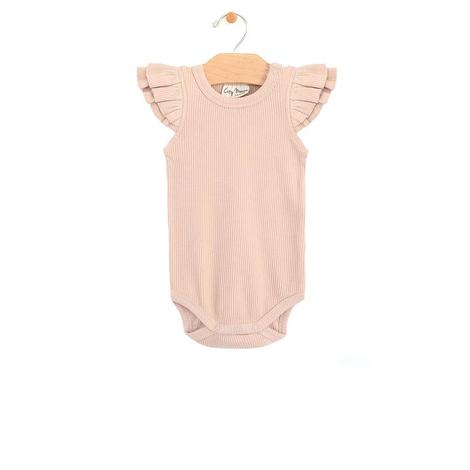 Onesie (Short Sleeve) - Rib Flutter Sleeve Peach