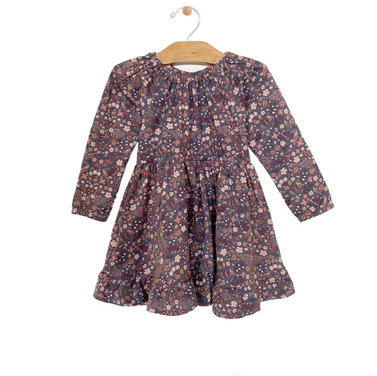 Gathered Dress Jersey ( Long Sleeve) - Multi Floral
