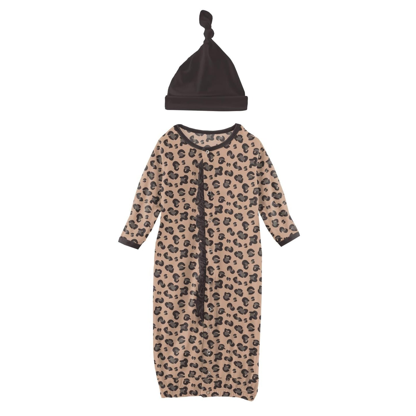 Converter Gown with Ruffles + Knot Hat - Suede Cheetah Print