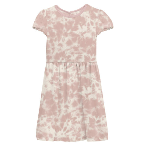 Flutter Sleeve Twirl Dress - Baby Rose Tie Dye