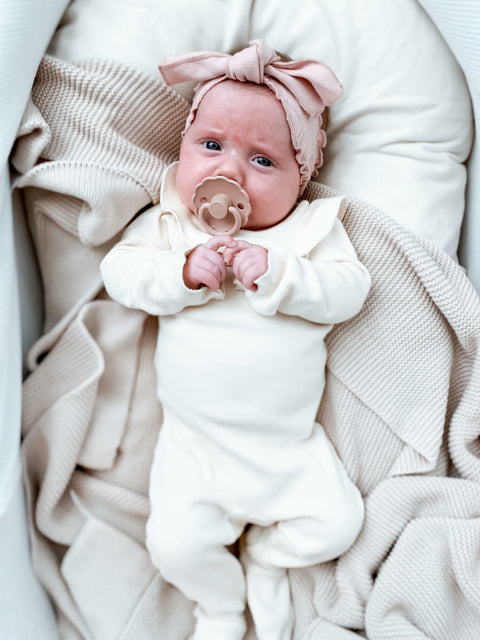 Smocked Tie Headband - Rosewater