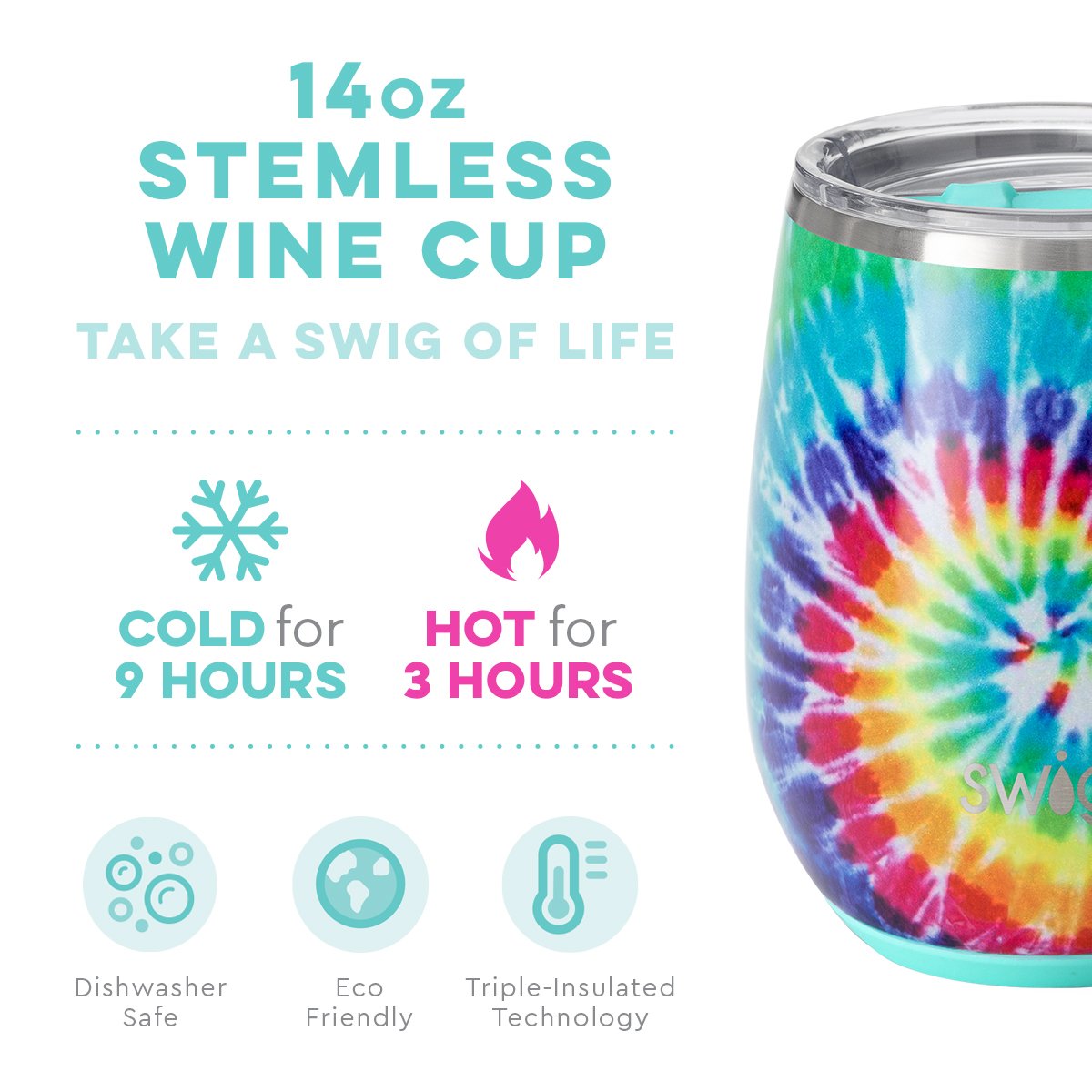 Stemless Wine Cup - Swirled Peace (14oz)