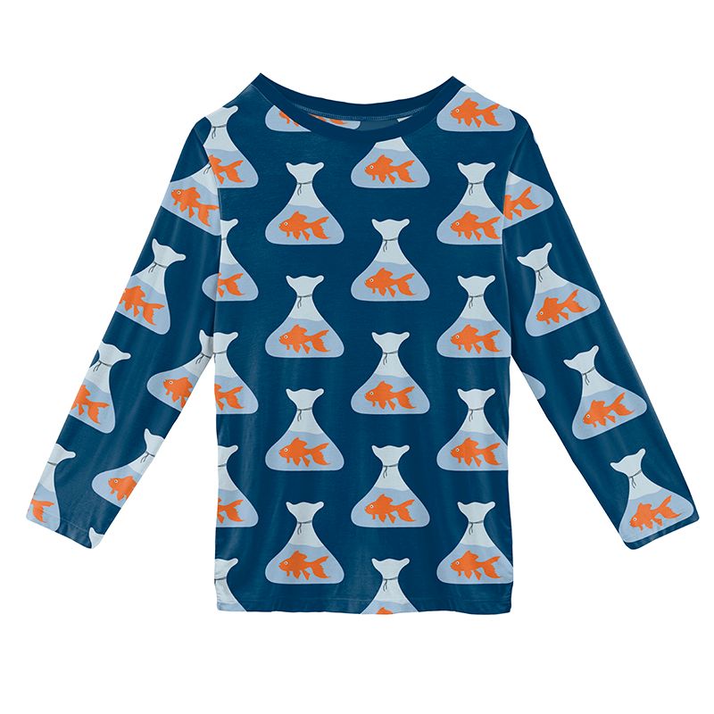 Crew Neck Tee (Easy Fit + Long Sleeve) - Navy Goldfish Prize