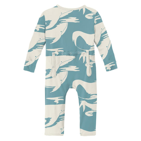 Last One - Size 5Y: Coverall (Snaps/Zipper) - Glacier Cloud Whales