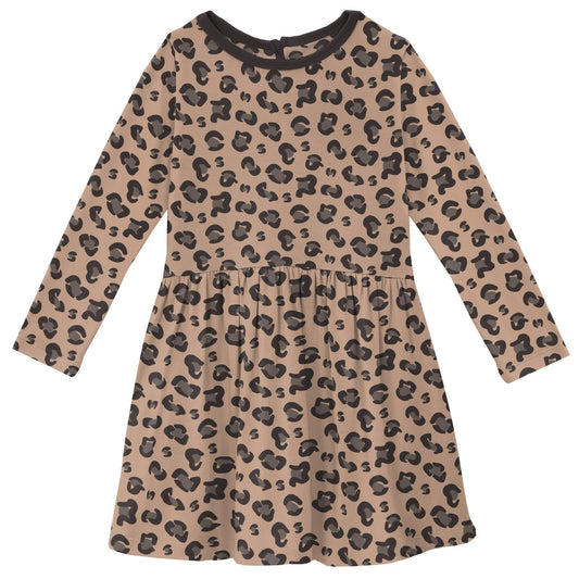 Twirl Dress (Long Sleeve) - Suede Cheetah Print