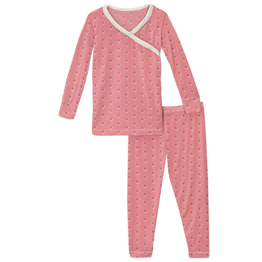 2 Piece Scallop Kimono Pajama Set (Long Sleeve) - Strawberry Baby Berries