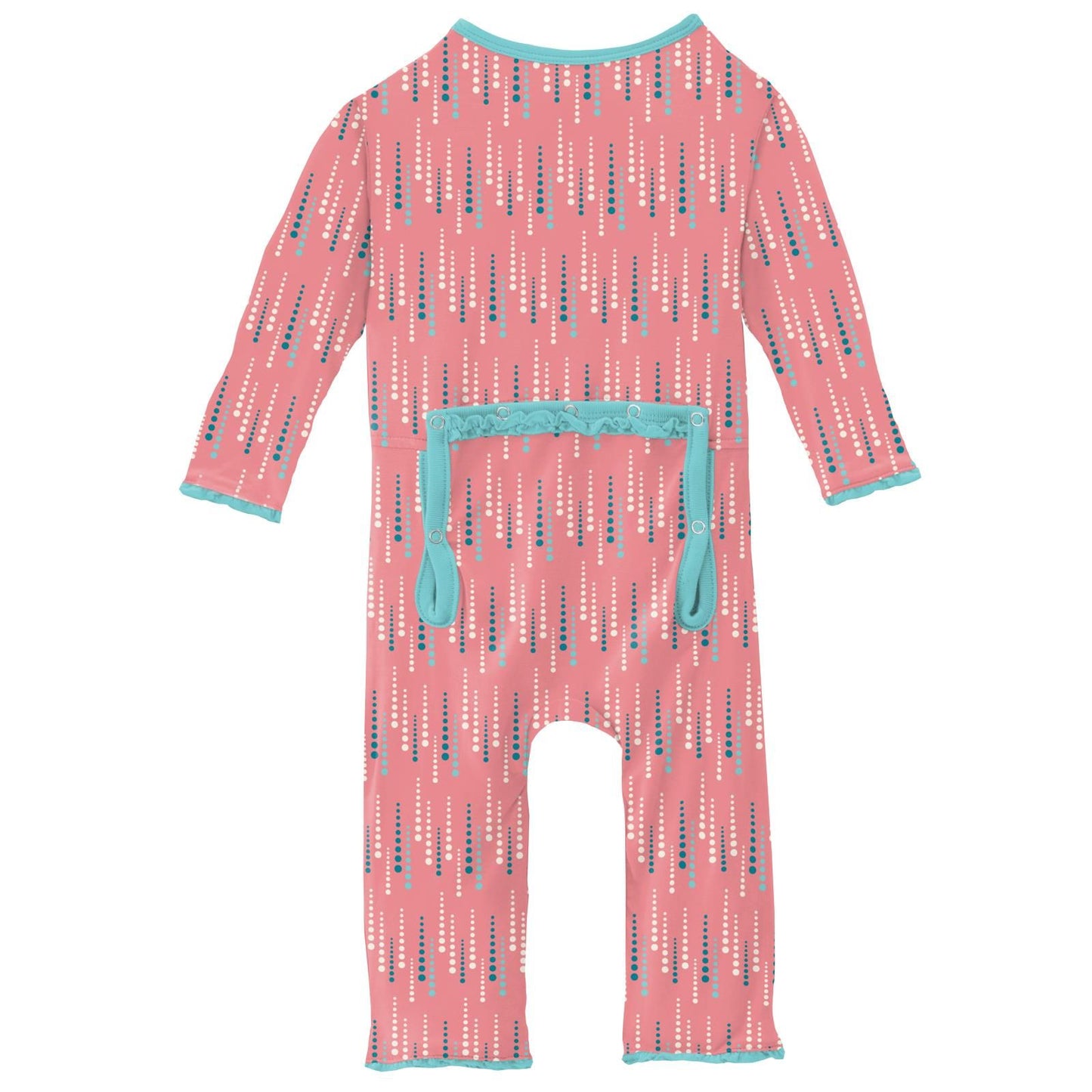 Coverall with Muffin Ruffles (Snaps/Zipper) - Strawberry Icicles