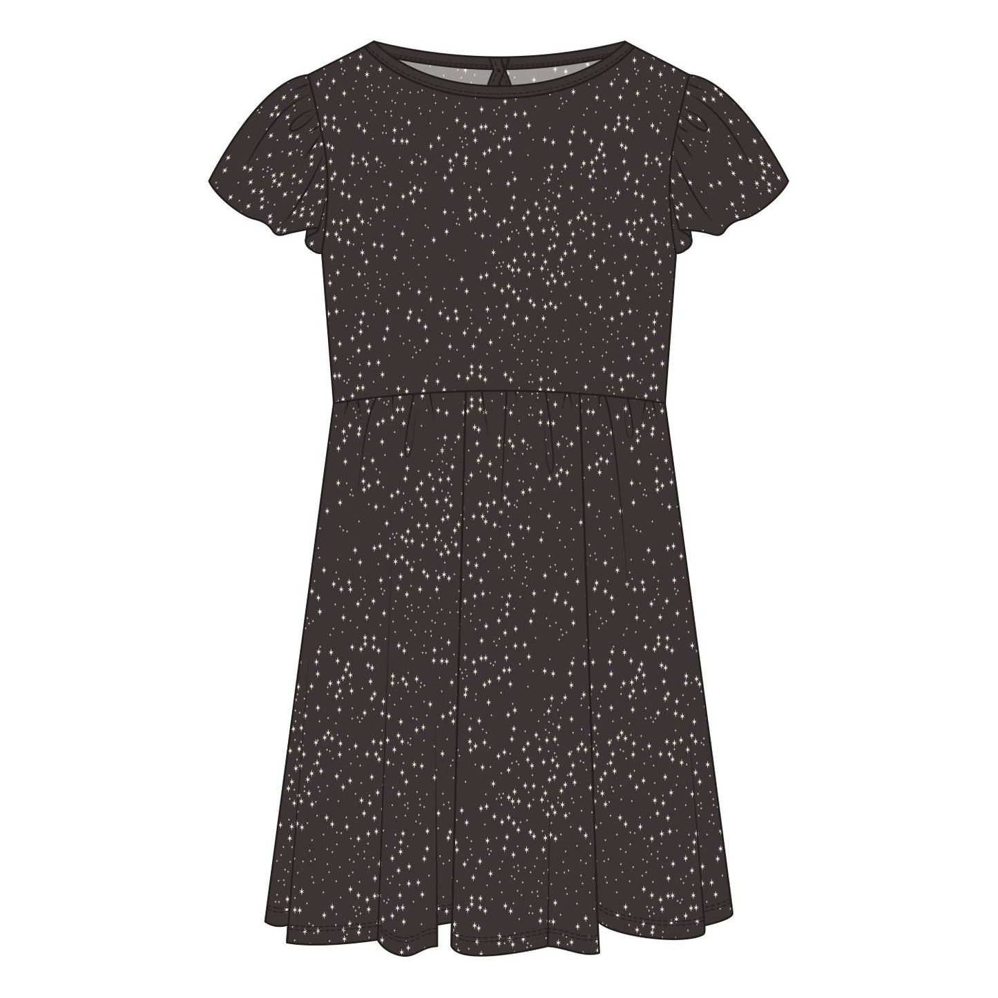 Flutter Sleeve Twirl Dress - Midnight Constellations