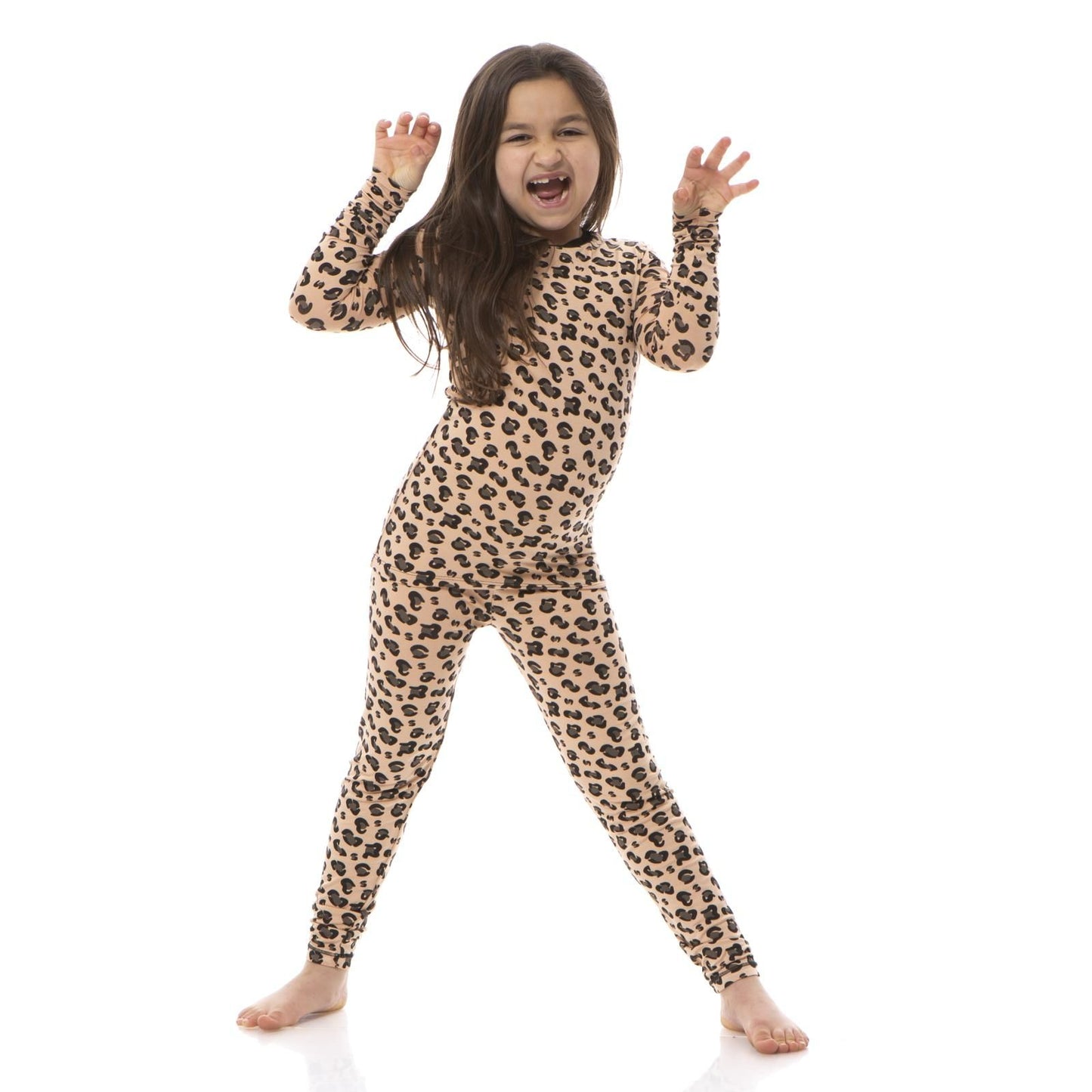 2 Piece Pajama Set (Long Sleeve) - Suede Cheetah Print