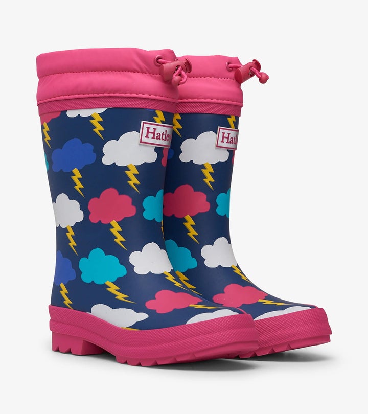 Rain Boots (Sherpa Lined) - Lightening Clouds