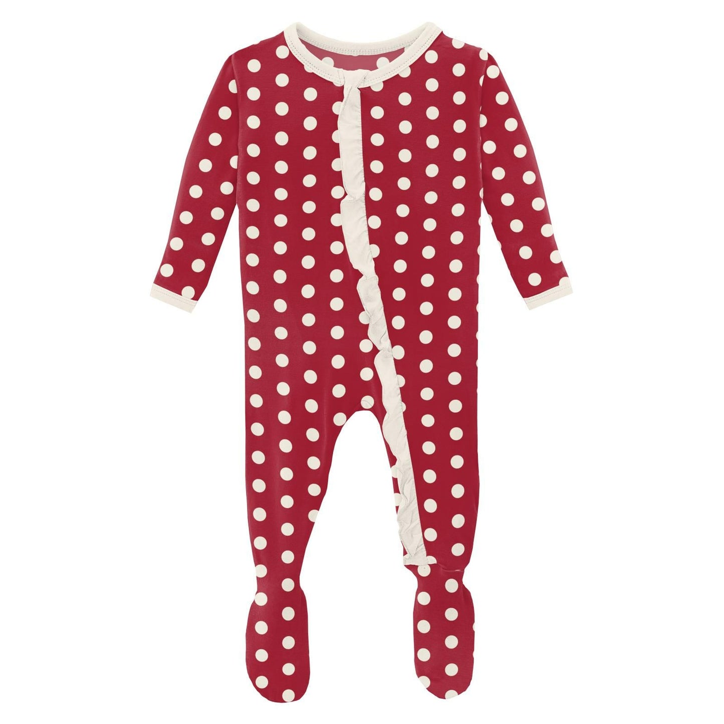 Footie with Classic Ruffles (Snaps/Zipper) - Candy Apple Polka Dots